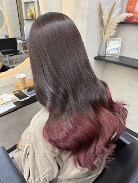 ルノン シェリー(LUNON cheliy) ハイライトカラーくびれヘアアプリコットオレンジ