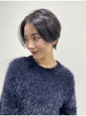 丸みショートシースルーバングくびれボブマッシュショート