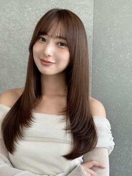 シーシンジュク 新宿南口(Sea shinjuku) ココアベージュ×レイヤー[小顔/黒髪/オリーブグレー]