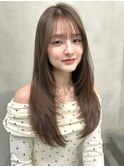 レイヤーカット　ロングレイヤー　顔まわりカット　韓国レイヤー