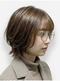 透明感グレージュ×外ハネボブレイヤー