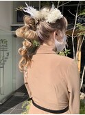 【LA PENSEE】高めの位置のポニーテールのドレスヘア