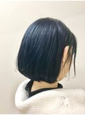 ブルージュカラー_マロンベージュ Aラインボブ かきあげ
