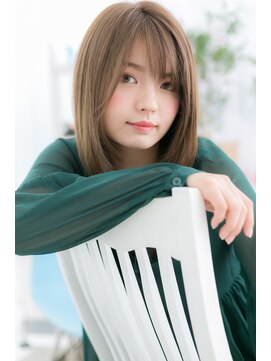 ミック ヘアアンドメイク アップ 駒込店(miq Hair&Make up) 艶カラーで透明感*斜めバング小顔エアストレートb1