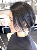 丸みショートボブ、大人ショートボブ、前髪ながしショートボブ
