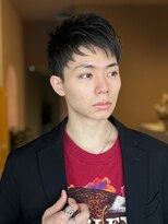 ガーデンヨコハマエスト(GARDEN YOKOHAMA est)&nbsp;ダウンバング　アッシュブラック　短髪　毛流れパーマ