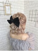 ショートボブ編み込みハーフアップ