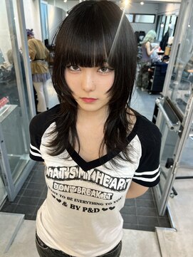 アリートウキョウ(ALLY TOKYO) シャギー黒髪ロングウルフカットロングレイヤーカット外ハネ