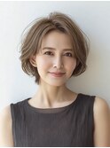 ミセスショートボブ白髪ぼかし脱白髪染め40代50代60代♪