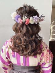 ハーフアップ 卒業式ヘア 袴 着付け ヘアセット