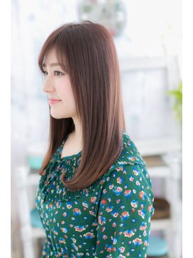 ミック ヘアアンドビューティー 大山店(miq  Hair&Beauty) 斜めバング×ピンクブラウン★小顔ナチュラルストレートb