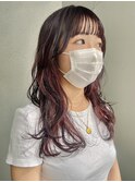 ロングレイヤーウルフカットインナーピンクダブルカラー