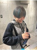 シルバーグレー/ターコイズブルー/ポイントカラー/ショート