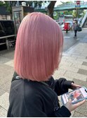 7604ニュアンスカラーホワイトピンク波巻きミルクティーピンク
