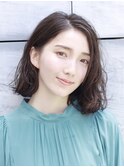 ミディアムパーマ/カール/シアーカラー/ダークアッシュ/40代