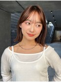 外ハネボブイメチェンブラウンカラーワイドバング美髪小顔カット