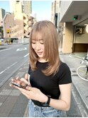 ミルクティーブロンド/ダークブルー/デジタルパーマ/千葉駅