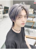 センター分けウルフ/ロングウルフアッシュシルバー