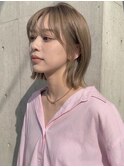 夏カラー韓国風切りっぱなしくびれボブ/グレージュ透明感p上尾