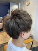 アッシュグレイ束感ショート