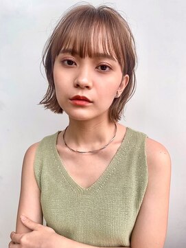 ラフ フロム ガーデン(Laf from GARDEN) くびれ/切りっぱなしボブ/美髪/ベージュカラー/フルバング