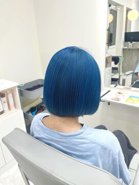 ワンズクロエ 原宿店(ONE's Chloe) くびれヘアアプリコットオレンジハイライトカラーブルーカラー