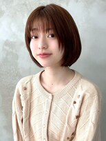 アイリス 天文館店(AIRIS) 顔周りカット 丸みボブ チェリーブラウン 髪質改善 透明感カラー