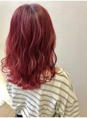 ピンクカラー_耳かけ,毛先パーマ,イメチェン