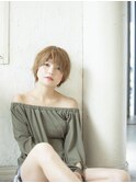 デザインカラー/シルキーベージュ/グレージュカラー/斜めバング