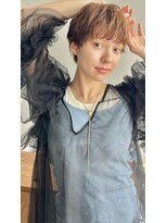 ヘアー アイス 御器所本店(HAIR ICI)&nbsp;くせ毛風パーマ前髪パーマコンパクトショートベージュカラー