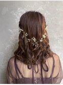 【華やかハーフアップ】ヘアアレンジ/ヘアセット/渋谷/黒染め/眉