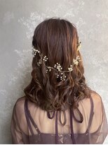 【華やかハーフアップ】ヘアアレンジ/ヘアセット/渋谷/黒染め/眉