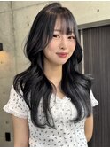 イメチェン/外ハネボブ/ブルーブラック/美髪/ホワイトブロンド