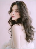 アプリコットオレンジハイライトカラーサーフカール夏くびれヘア
