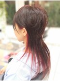 20代30代40代50代60代　レッド　インナーカラー ウルフレイヤー