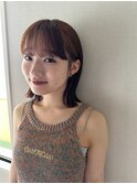 オレンジブラウン/ワイドバング/ベルボブ/外ハネボブ/おくれ毛