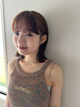 アム(amu) オレンジブラウン/ワイドバング/ベルボブ/外ハネボブ/おくれ毛