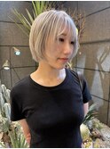 【ホワイトベージュ×ボブ】#ダブルカラー#ケアブリーチ#韓国