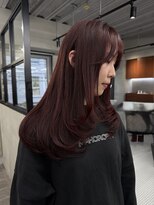 ニコ トウキョウ 渋谷(nico TOKYO)&nbsp;ダブルカラーチェリーレッドピンクブラウン韓国レイヤーロング