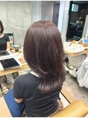 暖色パープルカラーレイヤーカット