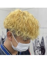 ウェーブ(WAVE)&nbsp;ブリーチ毛×波巻きパーマ/メンズパーマ/メンズカット