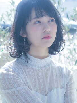 アシャ ヘアー ソリューション 神戸店(asha hair solution) 20代30代40代◆ふんわりパーマで大人可愛いエアリーセミディ♪