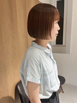 ラミエ バイ メルト 吉祥寺(lamie by melt) "久保田"オレンジブラウンミニボブぷつっとカットブリーチなし