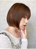ミニボブ/オリーブ/フルバング/切りっぱなしボブ/美髪
