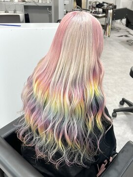 シェイロ(Cielro) ホワイトカラー&ペールピンク×インナーレインボーカラー