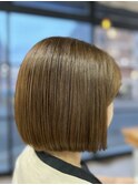 ミニボブ 白髪ぼかし オリーブベージュ