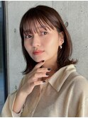 外ハネボブレイヤーカットイメチェンワイドバングベージュカラー