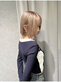 ハイトーン/切りっぱなしボブ/タッセルボブ/ブリーチカラー
