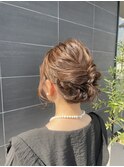 ボブアレンジお呼ばれヘアセット大人可愛い編み込み