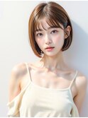ナチュラルボブミニウルフチェリーブラウン20代30代40代50代